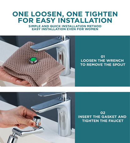 Universal Rotatable Faucet Extender - 1080° Directional - Steel / Copper Plated