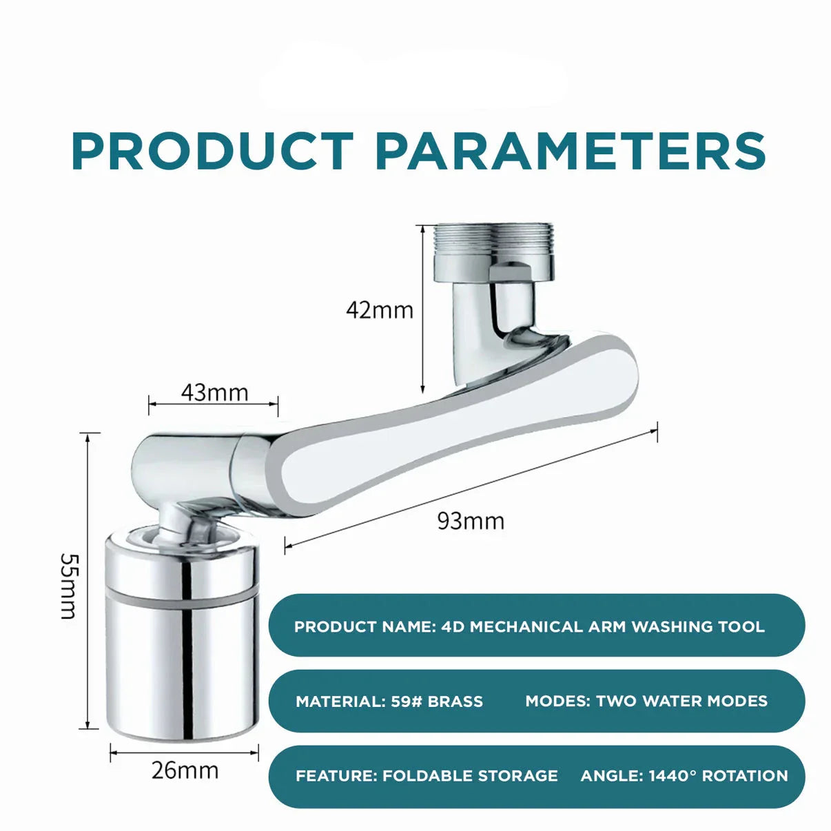 Universal Rotatable Faucet Extender - 1080° Directional - Steel / Copper Plated