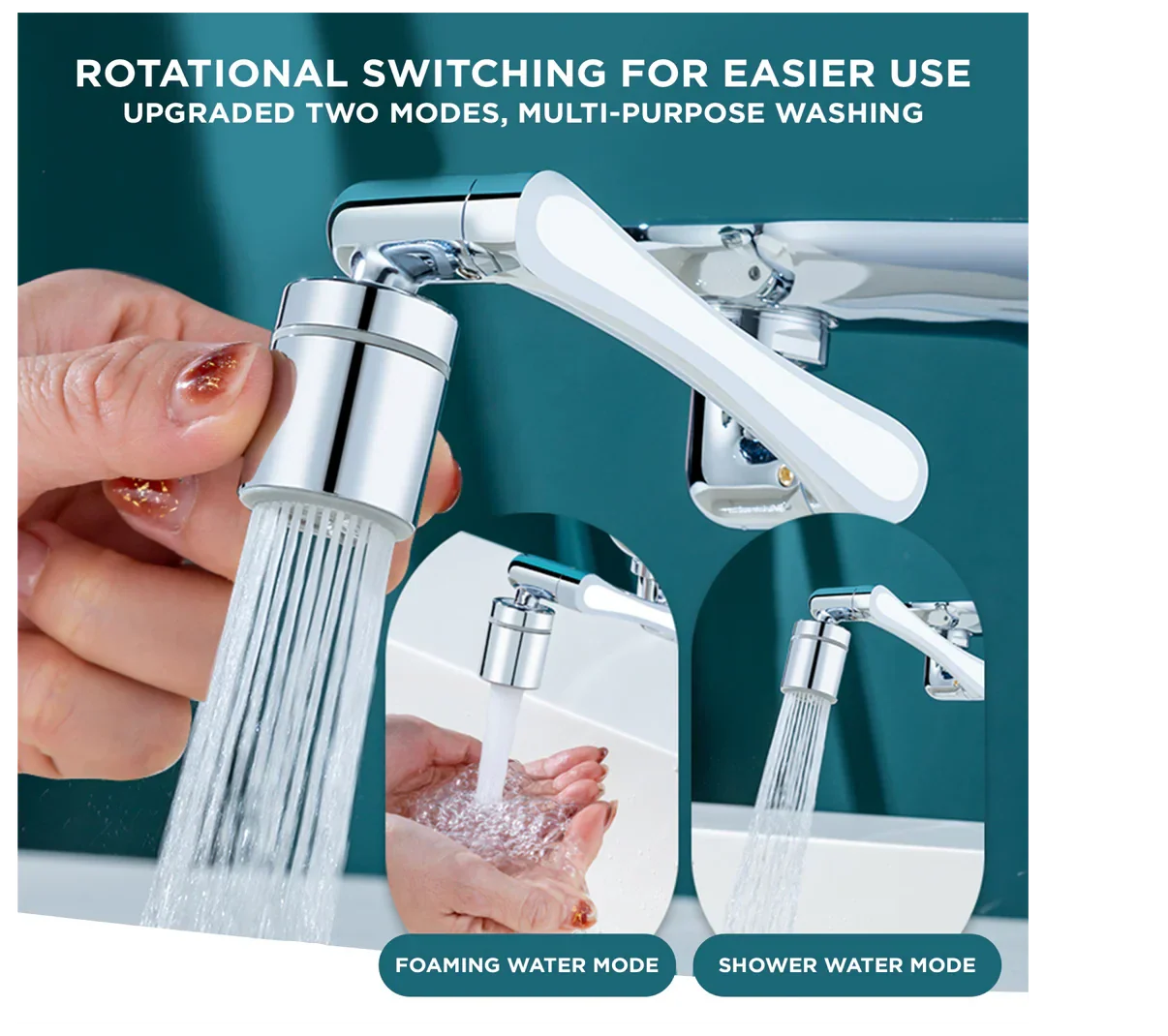 Universal Rotatable Faucet Extender - 1080° Directional - Steel / Copper Plated