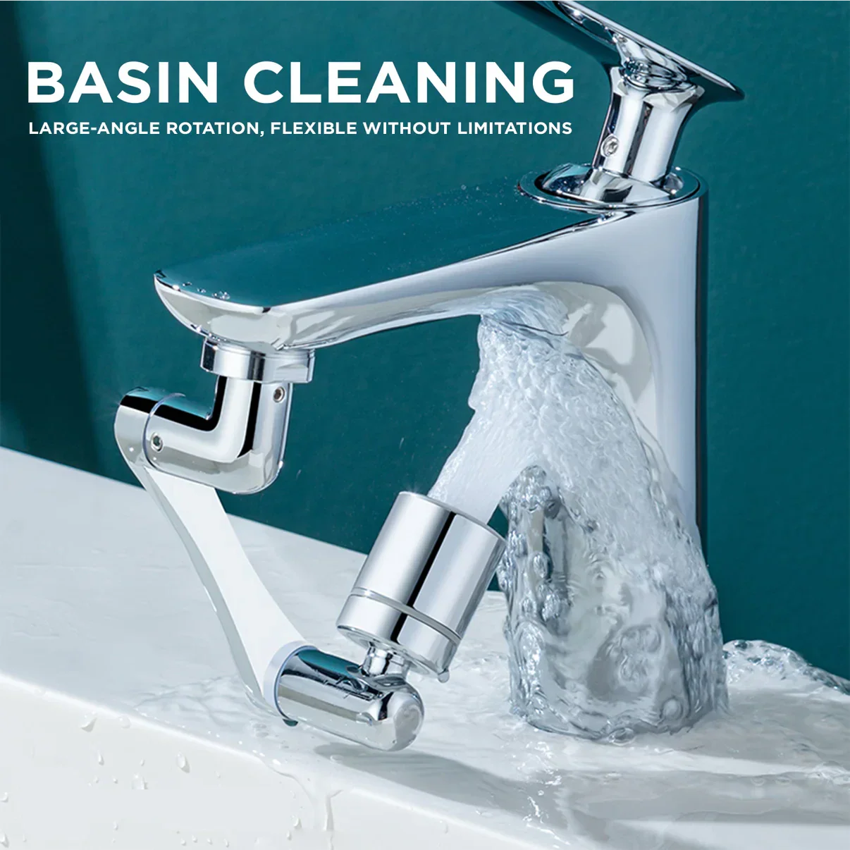 Universal Rotatable Faucet Extender - 1080° Directional - Steel / Copper Plated