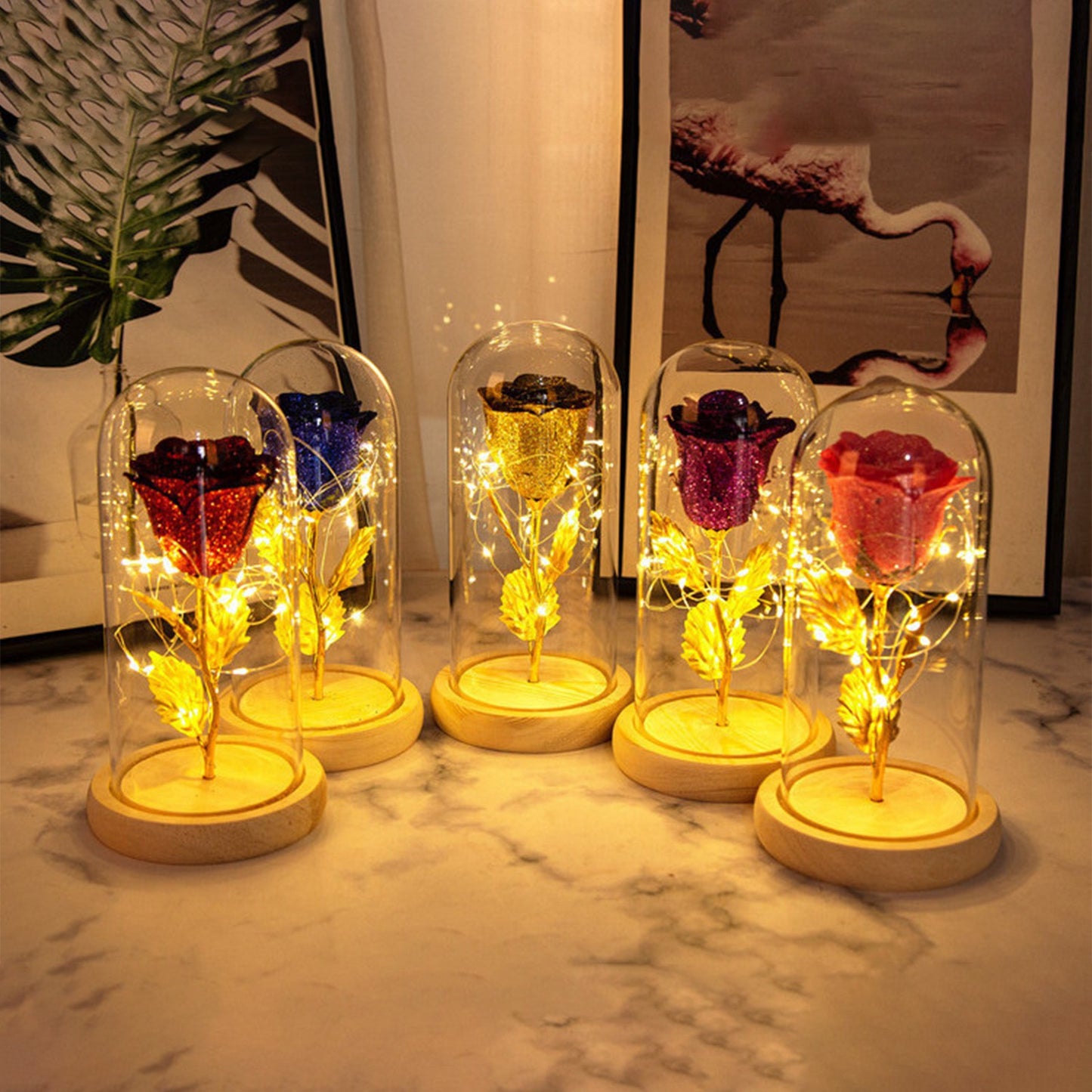 Valentines Day Gift  For Girlfriend Eternal Rose Flowers LED Light In Glass Favours Gift❤️