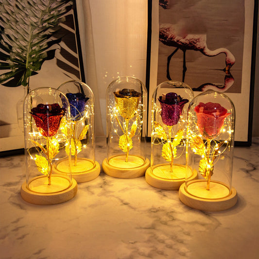 Valentines Day Gift  For Girlfriend Eternal Rose Flowers LED Light In Glass Favours Gift❤️