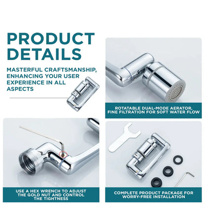 Universal Rotatable Faucet Extender - 1080° Directional - Steel / Copper Plated