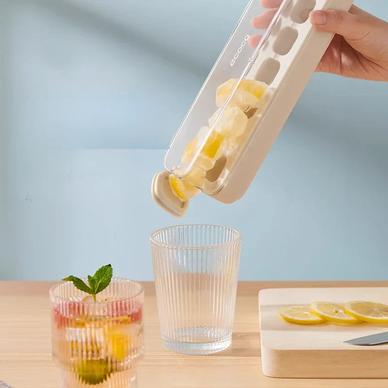 Press-Type Silicone Ice Cube Trays for Home Ice Storage and Making