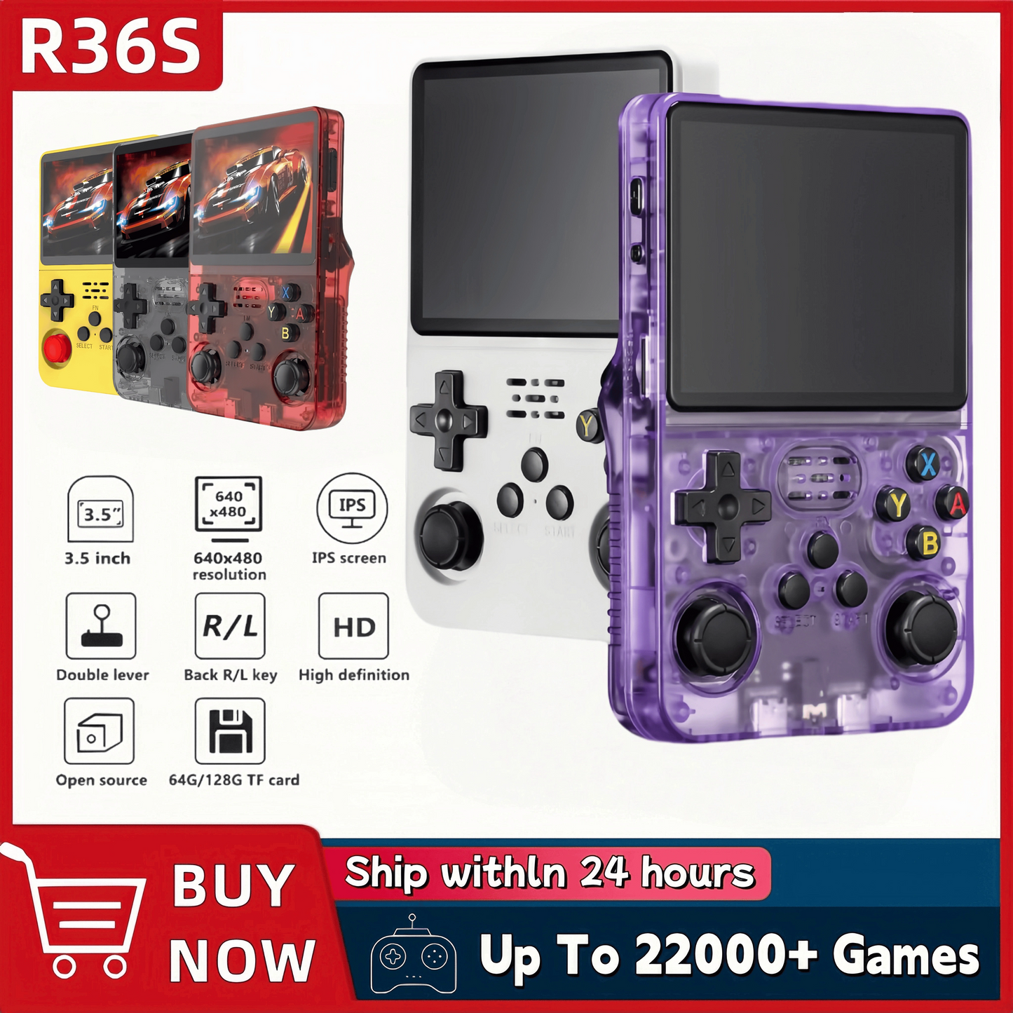 R36S Retro Handheld Game Console - 3.5" IPS & 15k+ Games