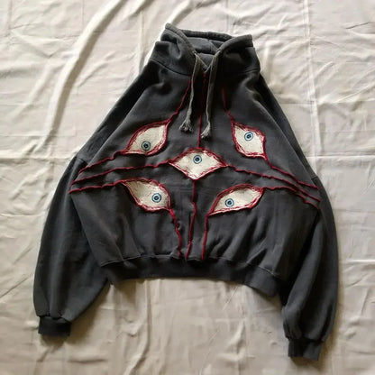 Harajuku Eye Patchwork Hoodie