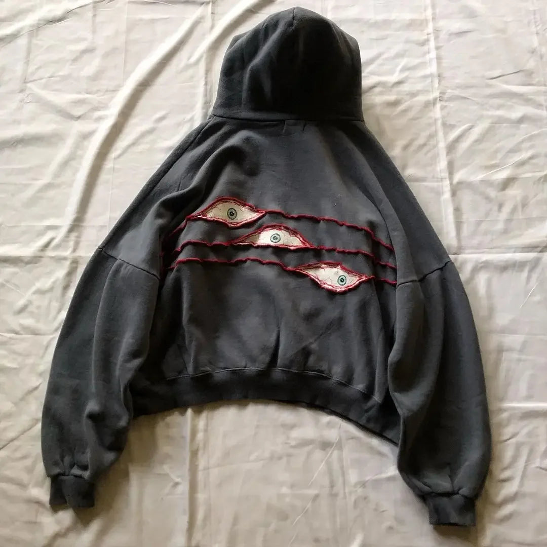 Harajuku Eye Patchwork Hoodie